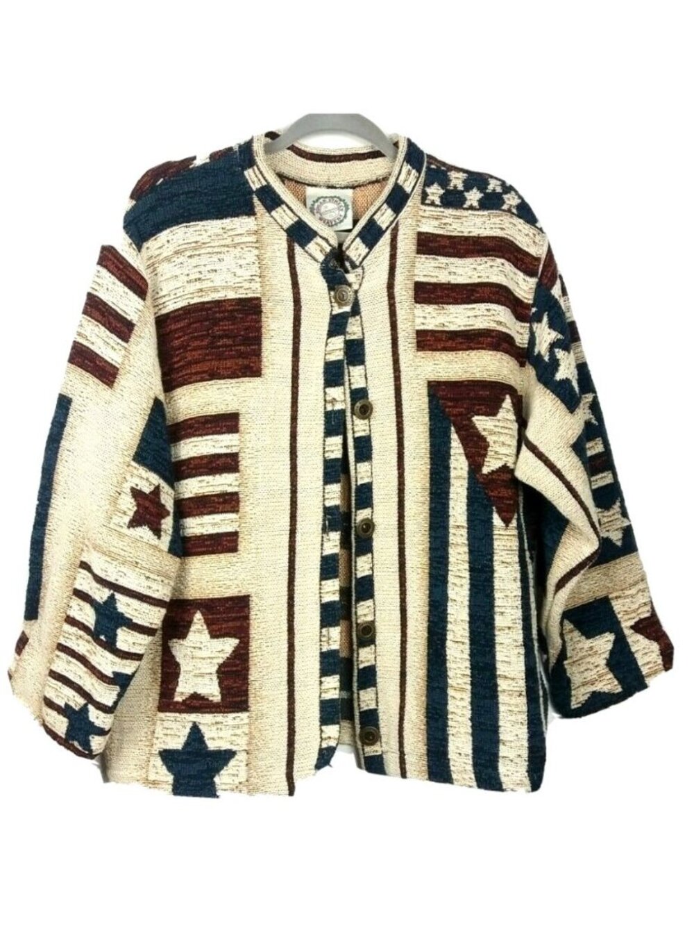 Sugar Street Weavers 13 Colony Flag Cardigan One Size America 250th Birthday